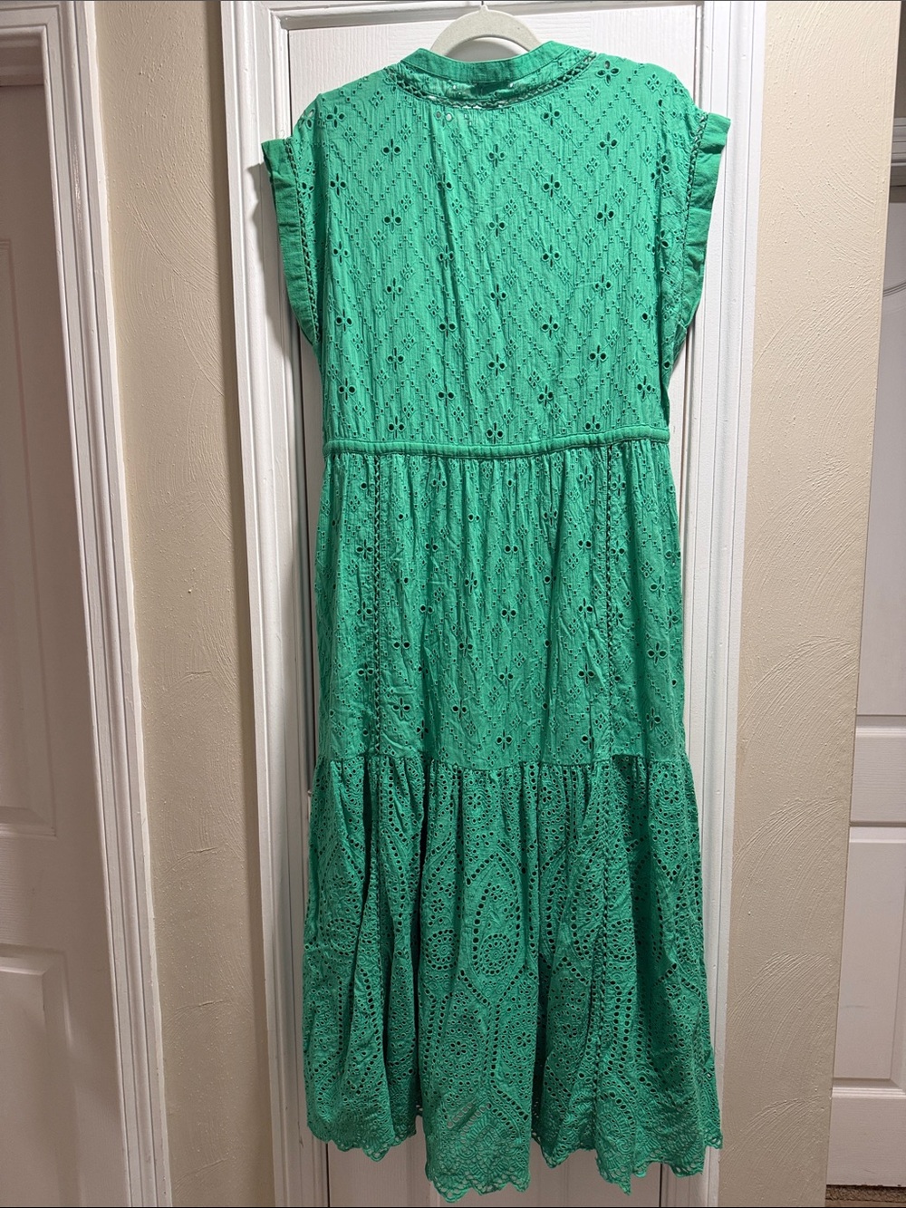 Sundance Green Eyelet Maxi Dress with wDrawstring Waist - Picture 6 of 6